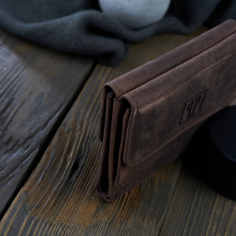 Kožená malá dámska hnedá peňaženka PP