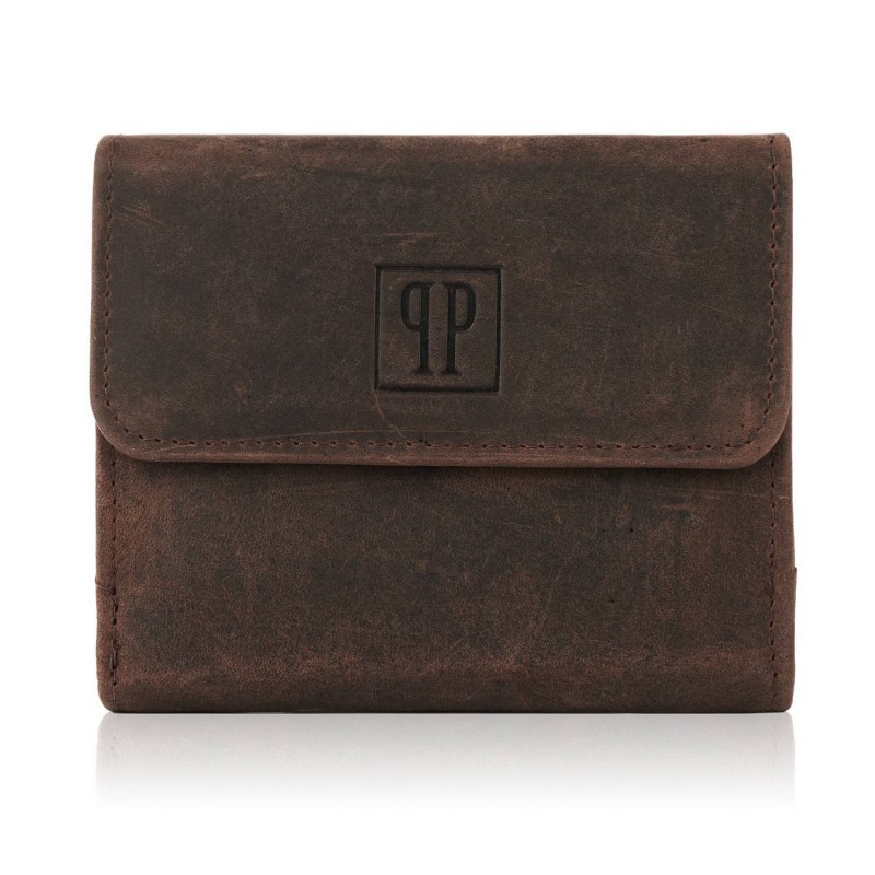 Kožená malá dámska hnedá peňaženka PP