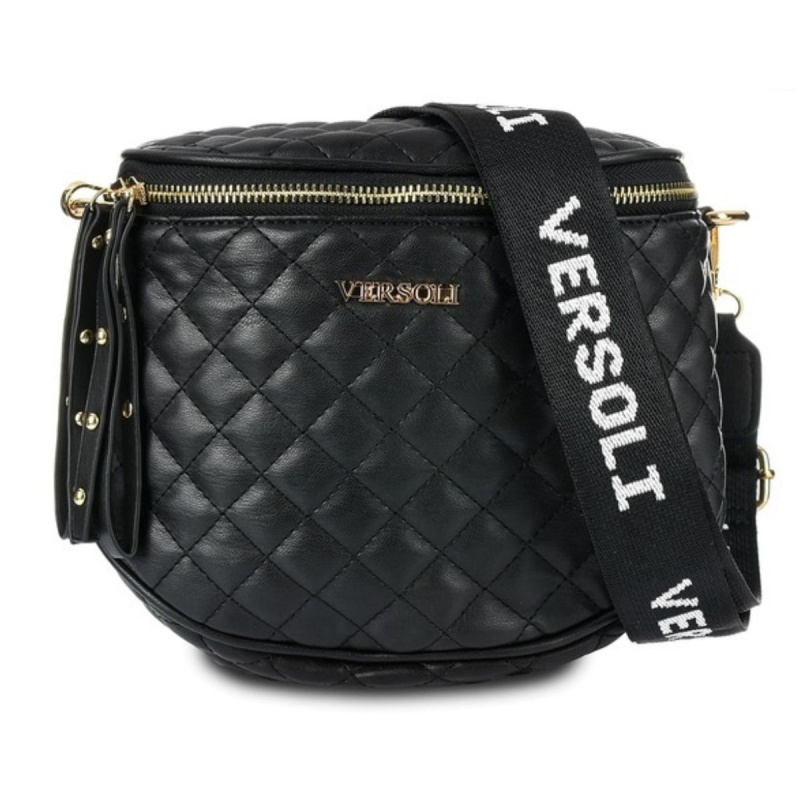 Dámska čierna prešívaná crossbody kabelka na zips. Cez telo.