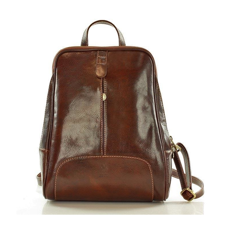 Kožený dámsky hnedý batoh Vera Pelle "BRONTE"