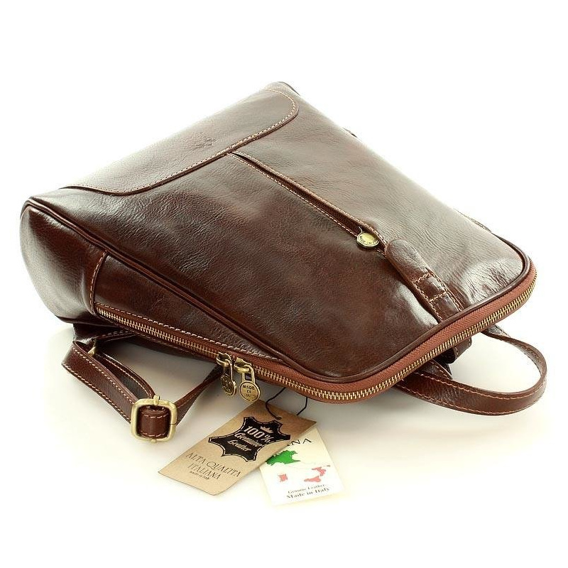 Kožený dámsky hnedý batoh Vera Pelle "BRONTE"