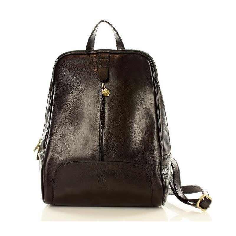 Kožený dámsky čierny batoh Vera Pelle "BRONTE"