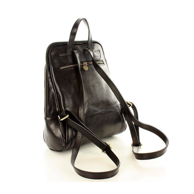 Kožený dámsky čierny batoh Vera Pelle "BRONTE"