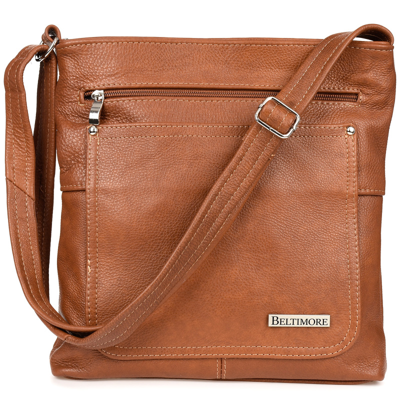 Hnedá kožená crossbody kabelka BELTIMORE ATRAKTIV