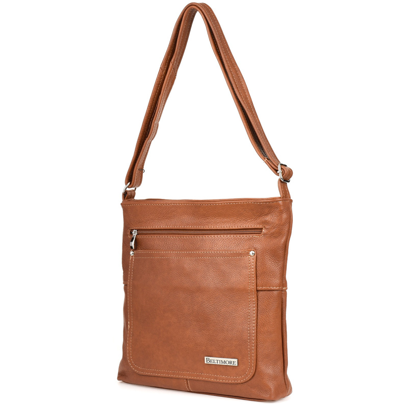 Hnedá kožená crossbody kabelka BELTIMORE ATRAKTIV