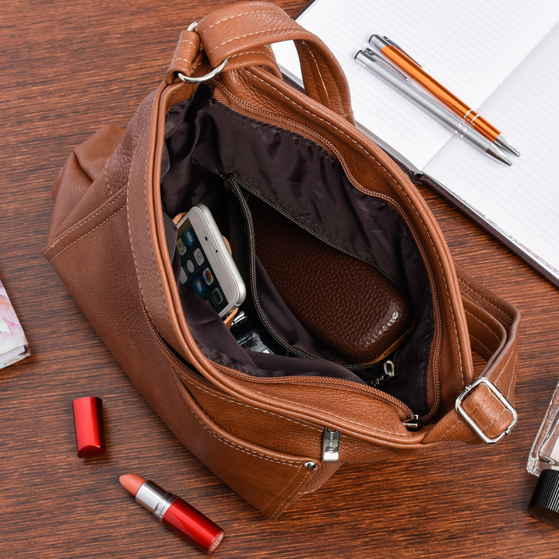 Hnedá kožená crossbody kabelka BELTIMORE ATRAKTIV