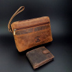 Súprava taška a peňaženka vintage brown 03