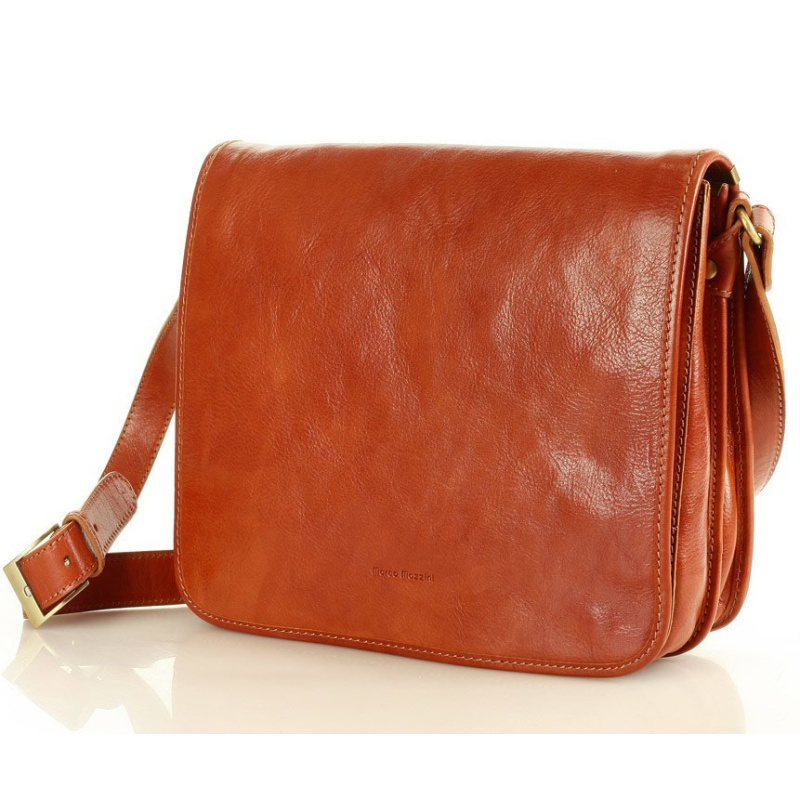 Kožená camel pánska taška na rameno crossbody Marco Mazzini Business Line