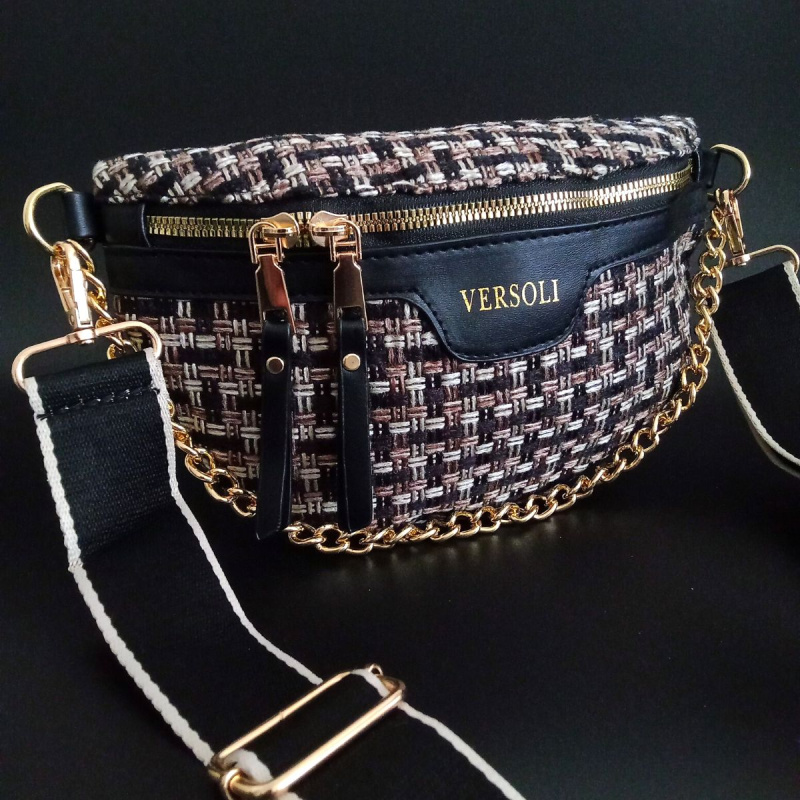 Dámska crossbody čierna kabelka prešívaná Versoli "LOLA"