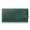 Kožená zelená dámska peňaženka VINTAGE FLOWERS