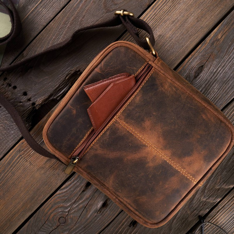 Kožená pánska hnedá vintage crossbody taška Paolo Peruzzi "VILLE"