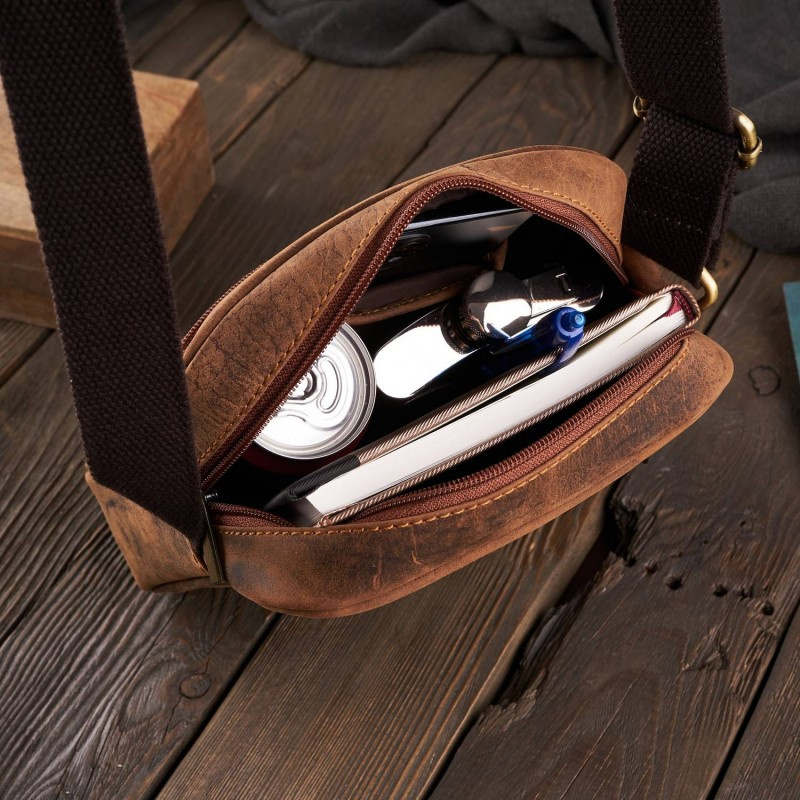 Kožená pánska hnedá vintage crossbody taška Paolo Peruzzi "VILLE"