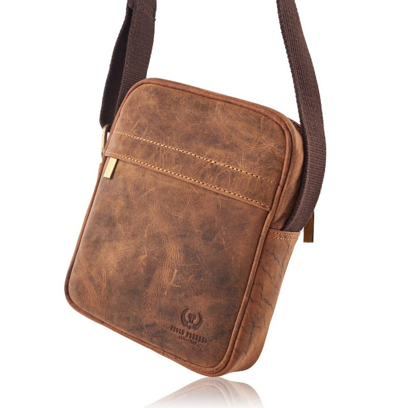 Kožená pánska hnedá crossbody taška DARBY