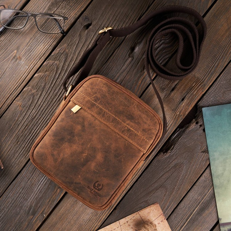 Kožená pánska hnedá crossbody taška DARBY