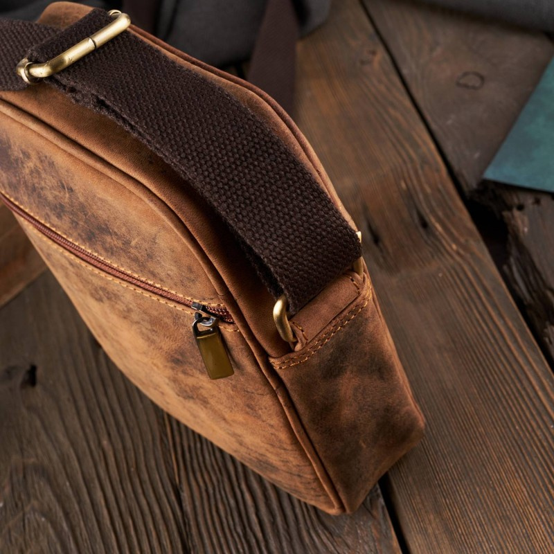 Kožená pánska hnedá crossbody taška DARBY