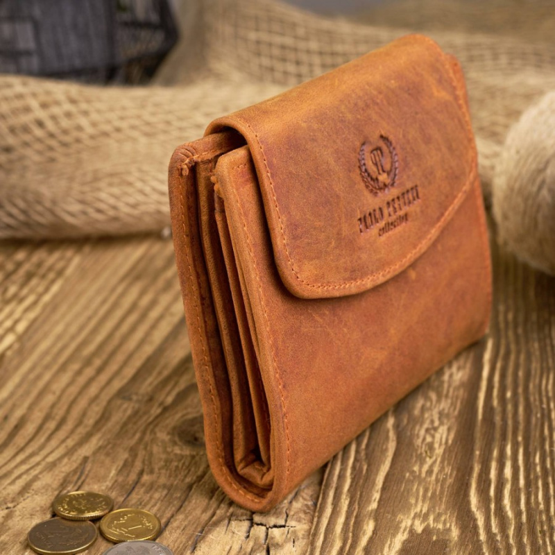 Vintage oranžová kožená dámska peňaženka Peruzzi