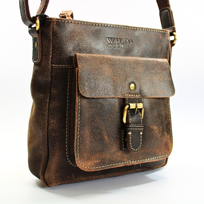 Kožená pánska hnedá crossbody taška FOREST