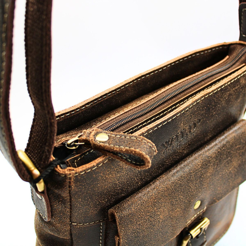 Kožená pánska hnedá crossbody taška FOREST