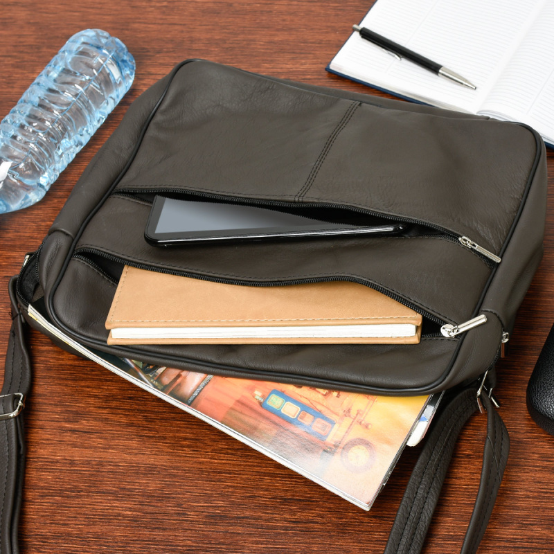 Kožená pánska hnedá taška na rameno EDUARDO