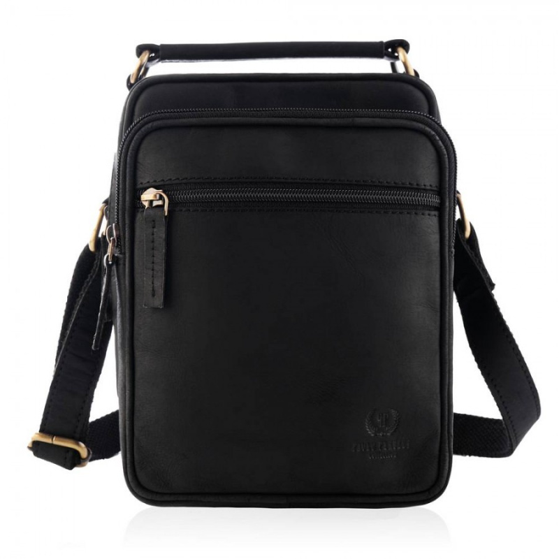 Kožená pánska crossbody taška Peruzzi čierna