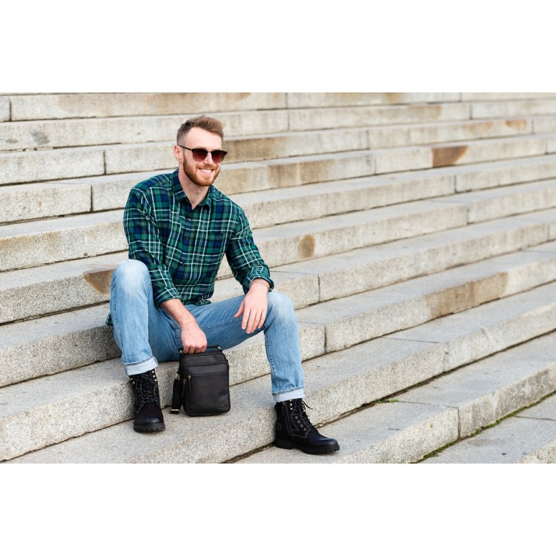 Kožená pánska crossbody taška Peruzzi čierna