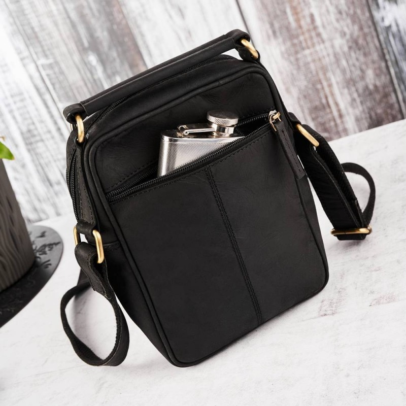 Kožená pánska crossbody taška Peruzzi čierna