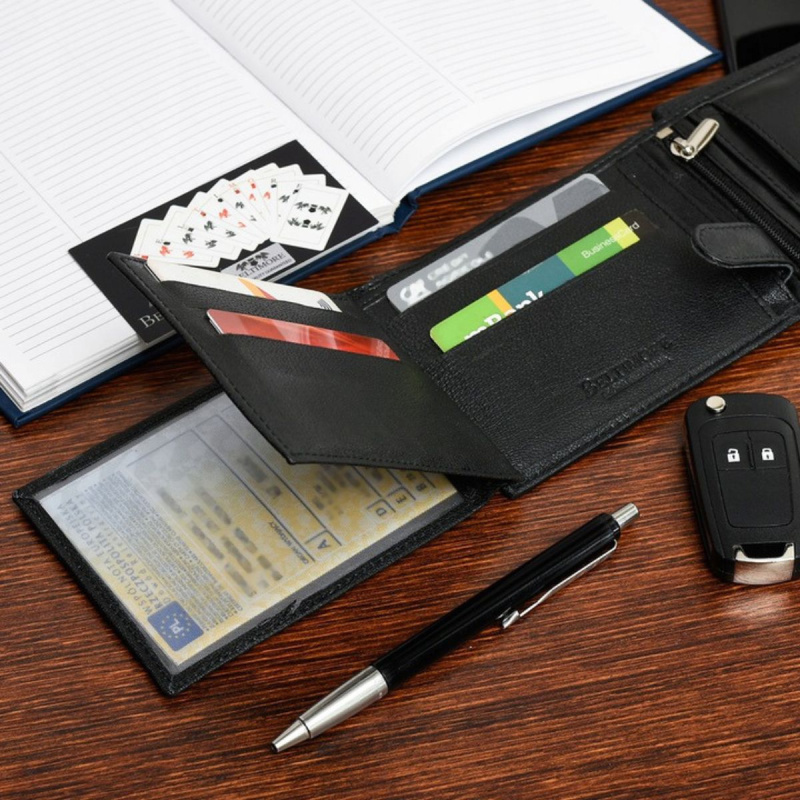 Pánska kožená čierna peňaženka AMIENS