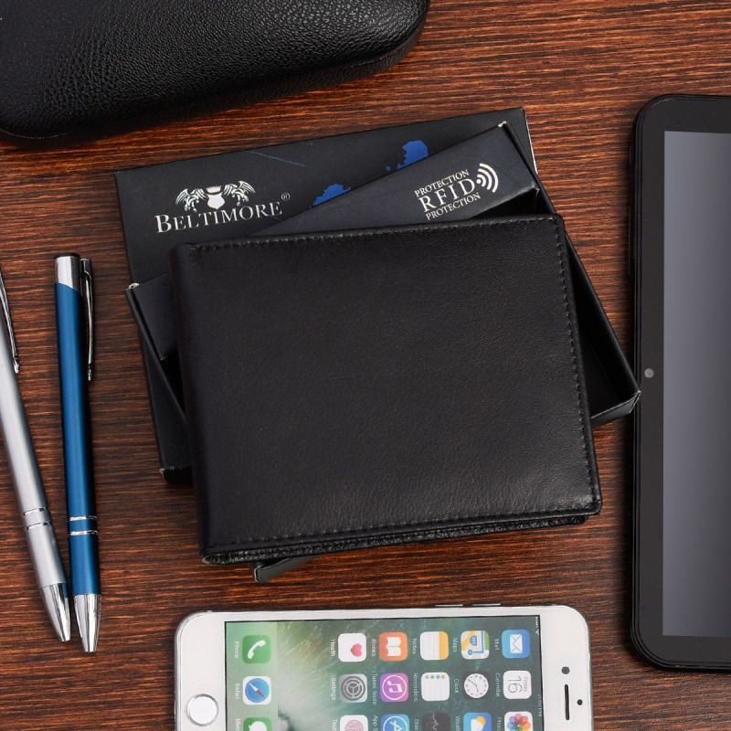 Pánska kožená čierna peňaženka AMIENS