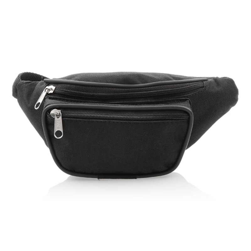 Čierna ľadvinka na zips, s nastaviteľným popruhom.