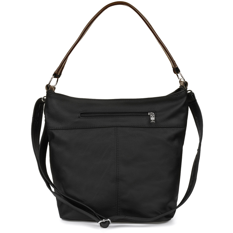 Kožená dámska čierna kabelka na rameno Beltimore PREMIUM