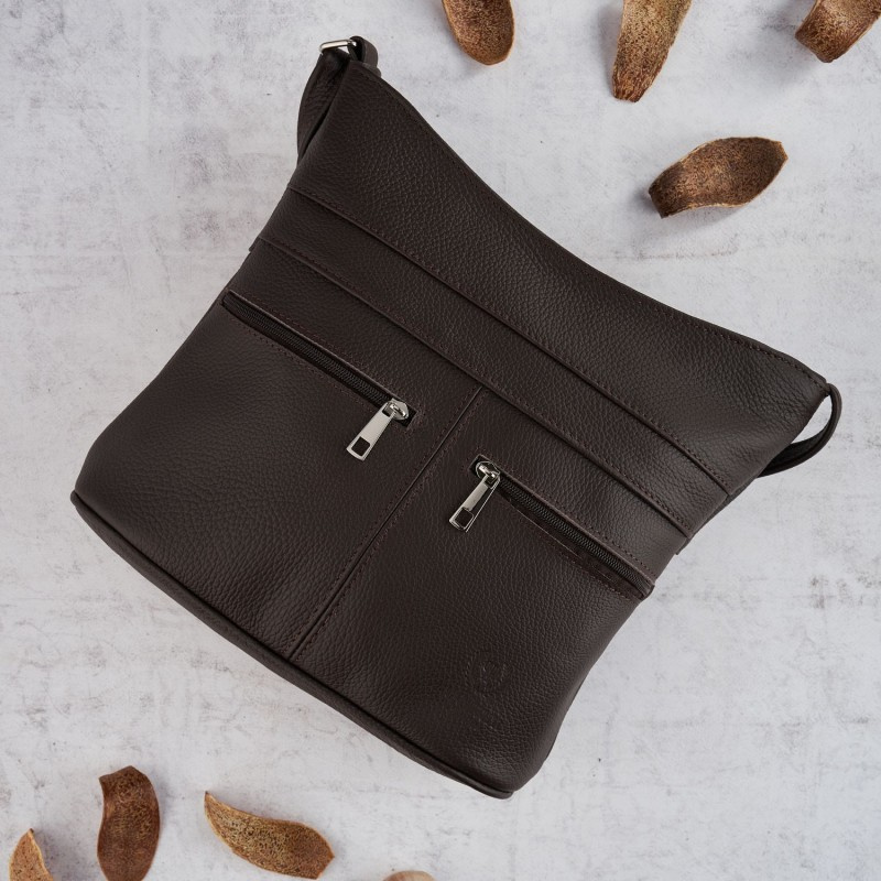 Kožená dámska hnedá crossbody kabelka Paolo Peruzzi "PALOMA"