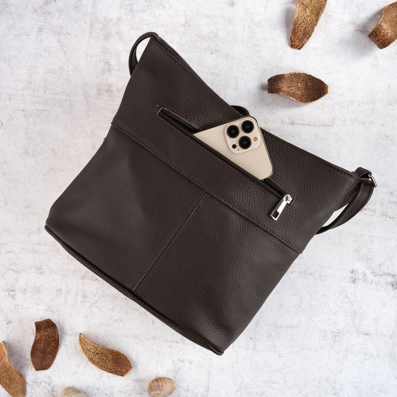 Kožená dámska hnedá crossbody kabelka Paolo Peruzzi "PALOMA"