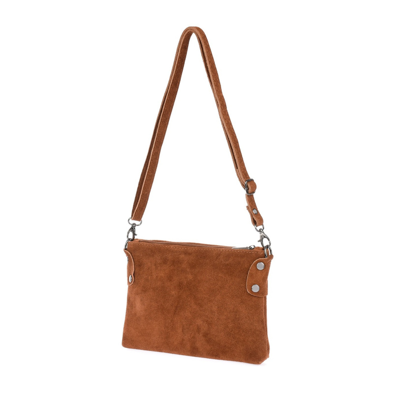 Dámska kožená semišová koňaková kabelka Borse in pelle "ZORA"