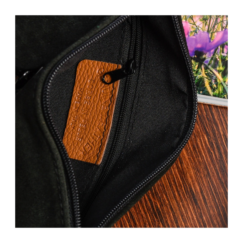 Dámska kožená semišová čierna kabelka Borse in pelle "ZORA"