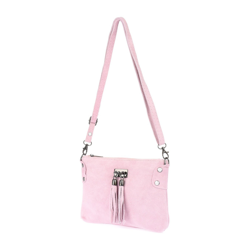 Dámska kožená semišová ružová kabelka Borse in pelle "ZORA"