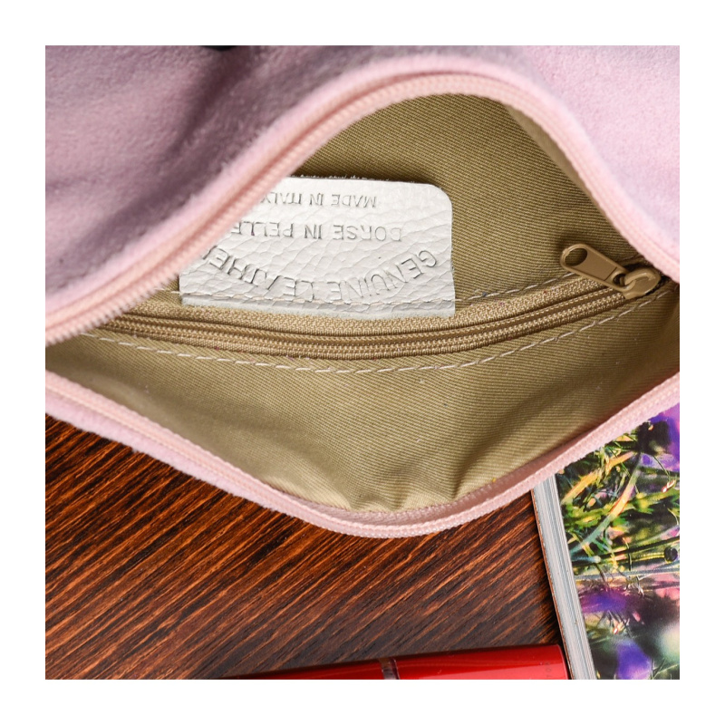 Dámska kožená semišová ružová kabelka Borse in pelle "ZORA"