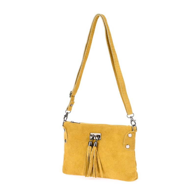Dámska kožená semišová horčicová kabelka Borse in pelle "ZORA"
