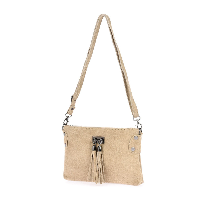 Dámska kožená semišová béžová kabelka Borse in pelle "ZORA"