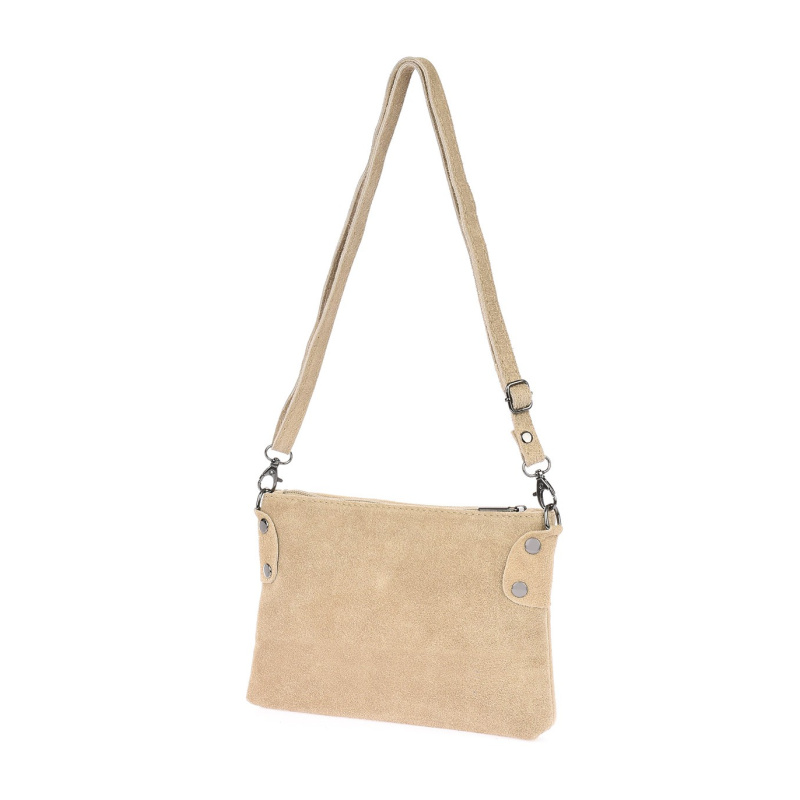 Dámska kožená semišová béžová kabelka Borse in pelle "ZORA"