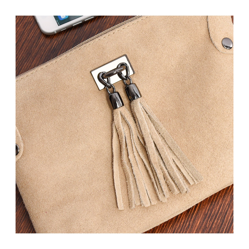 Dámska kožená semišová béžová kabelka Borse in pelle "ZORA"