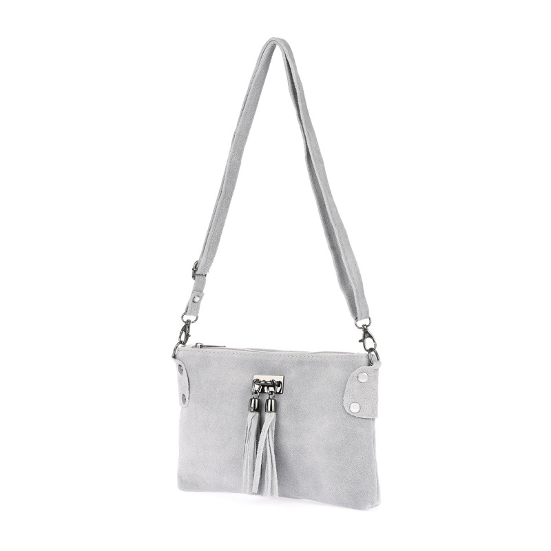 Dámska kožená semišová svetlošedá kabelka Borse in pelle "ZORA"