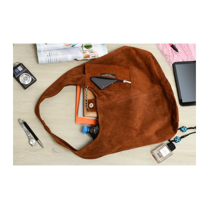 Semišová kožená kabelka na rameno NATALY