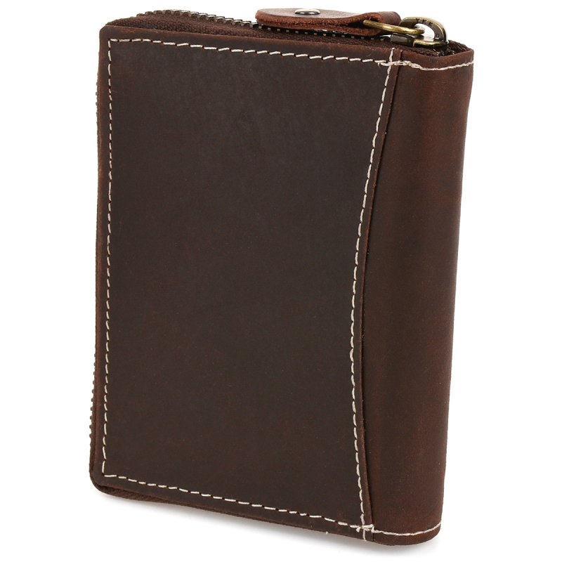 Pánska kožená tmavohnedá peňaženka na zips ADMES