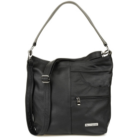 Kožená dámska kabelka black-gray PREMIUM Beltimore