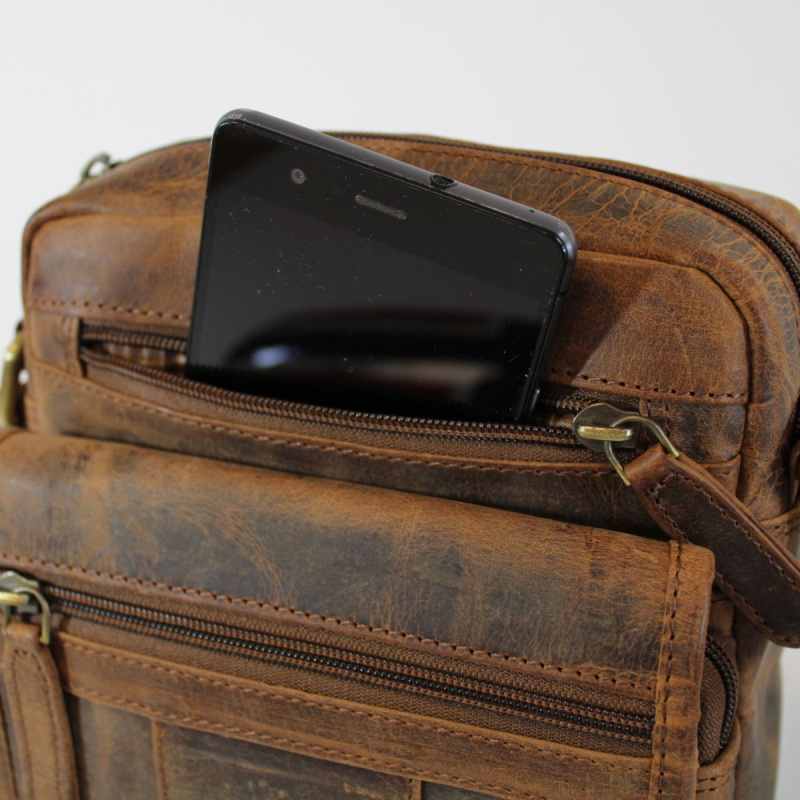 Pánska kožená hnedá taška na rameno ADEM