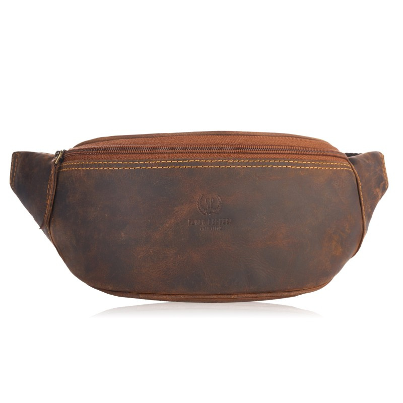 Pánska kožená hnedá vintage ľadvinka Paolo Peruzzi