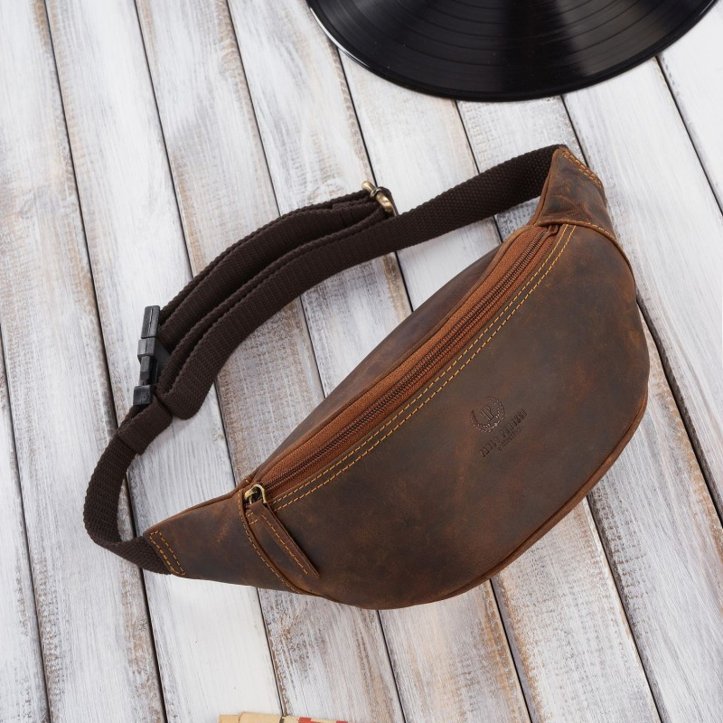 Pánska kožená hnedá vintage ľadvinka Paolo Peruzzi