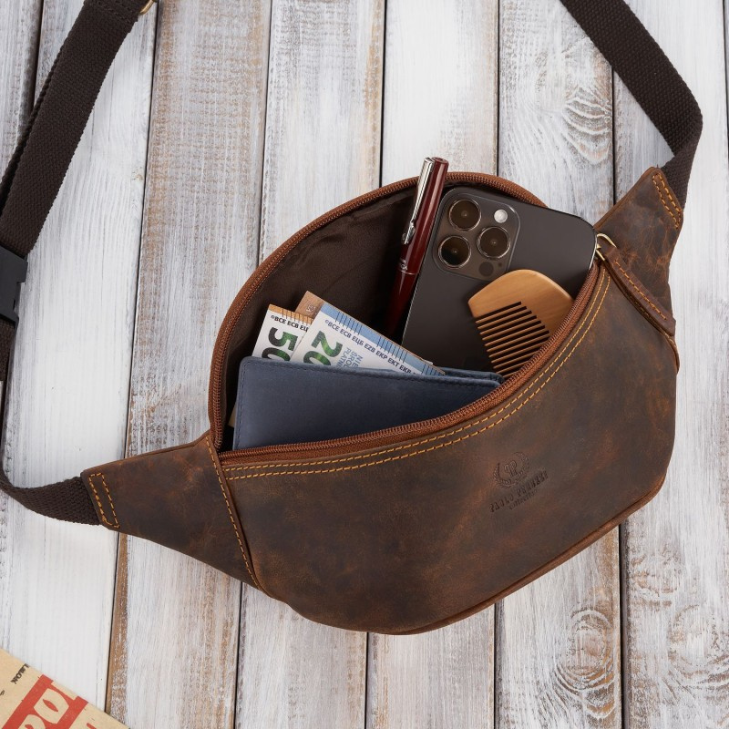 Pánska kožená hnedá vintage ľadvinka Paolo Peruzzi