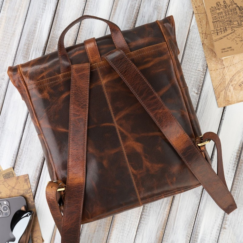 Kožený hnedý premium batoh PAOLO PERUZZI