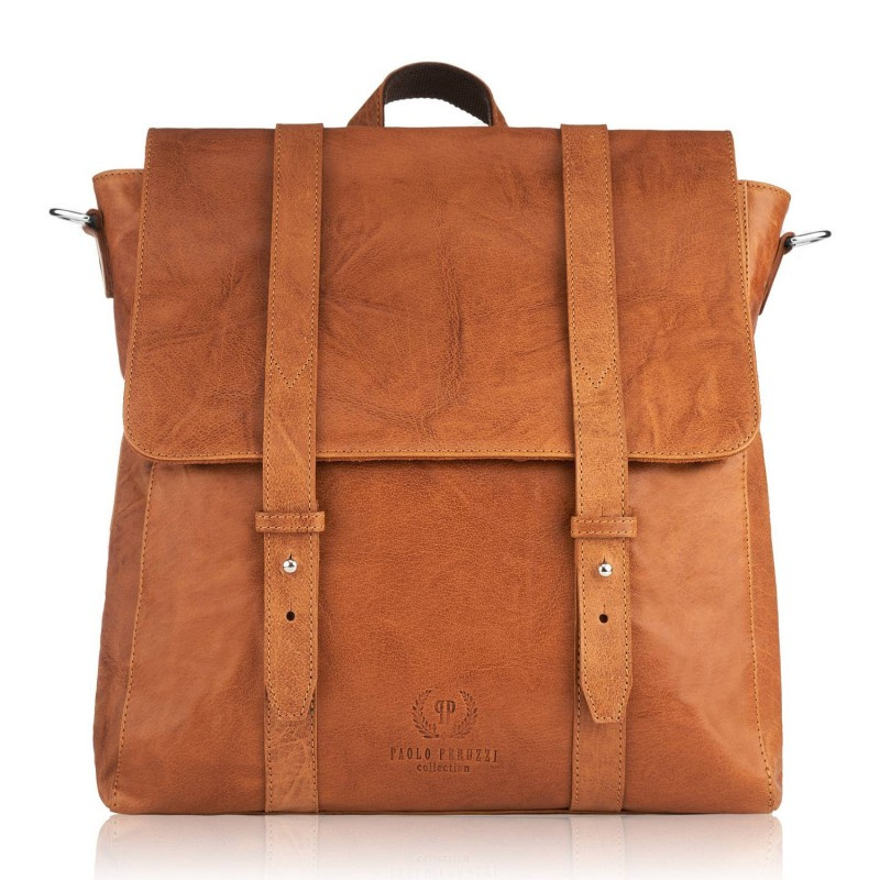 Kožený koňakový batoh 2v1 Paolo Peruzzi "VENNI"
